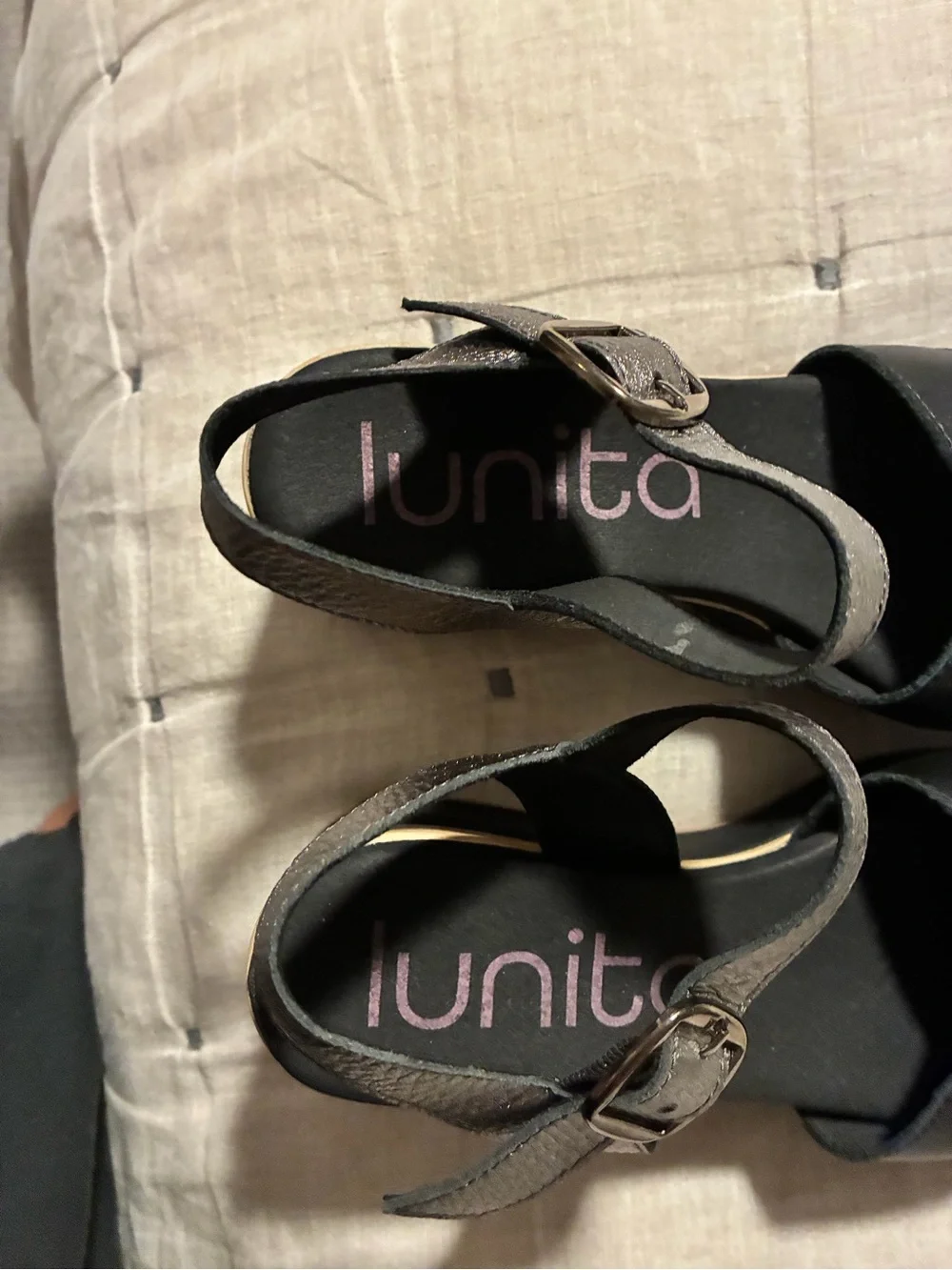 Unisa Black Cross-Strap Ankle-Sling Sandals with Buckle